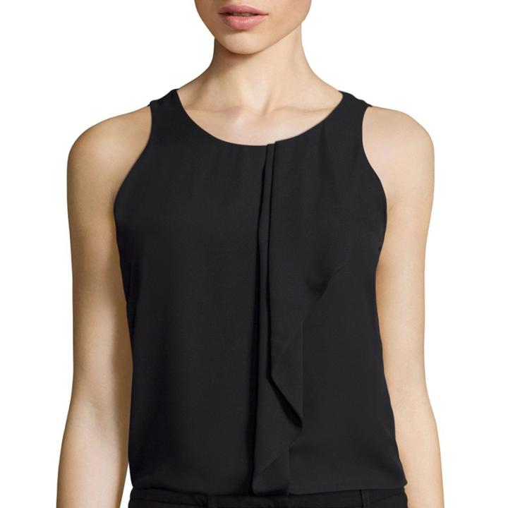Worthington Sleeveless Ruffle-front Blouse - Tall