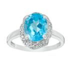 Womens Diamond Accent Genuine Blue Topaz Blue Sterling Silver Cocktail Ring