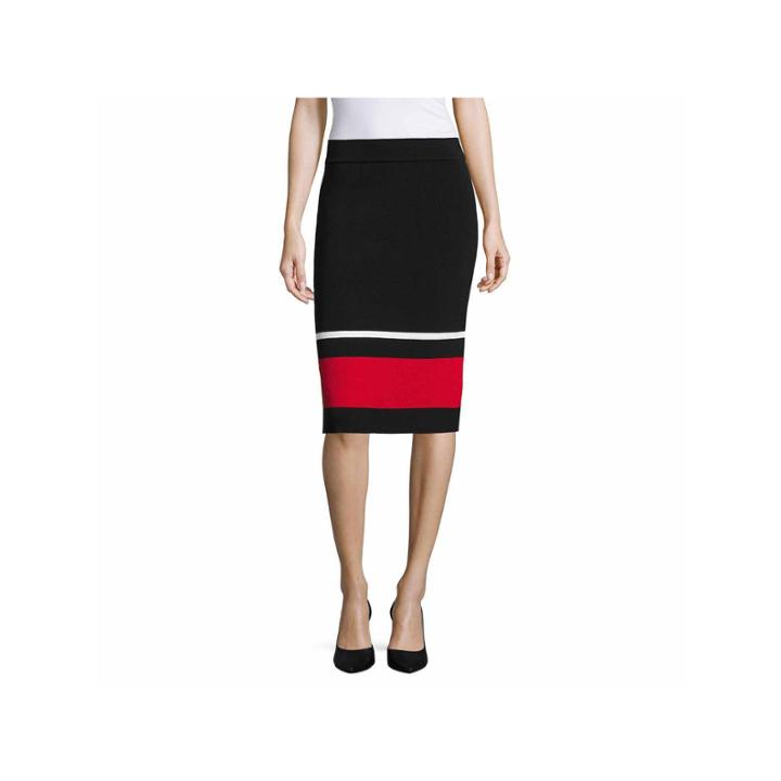 Liz Claiborne Double Knit Striped Pencil Skirt