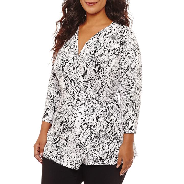 Worthington 3/4 Sleeve Knit Blouse-plus