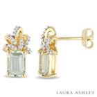 Laura Ashley Genuine Green Amethyst Bow Ear Pins