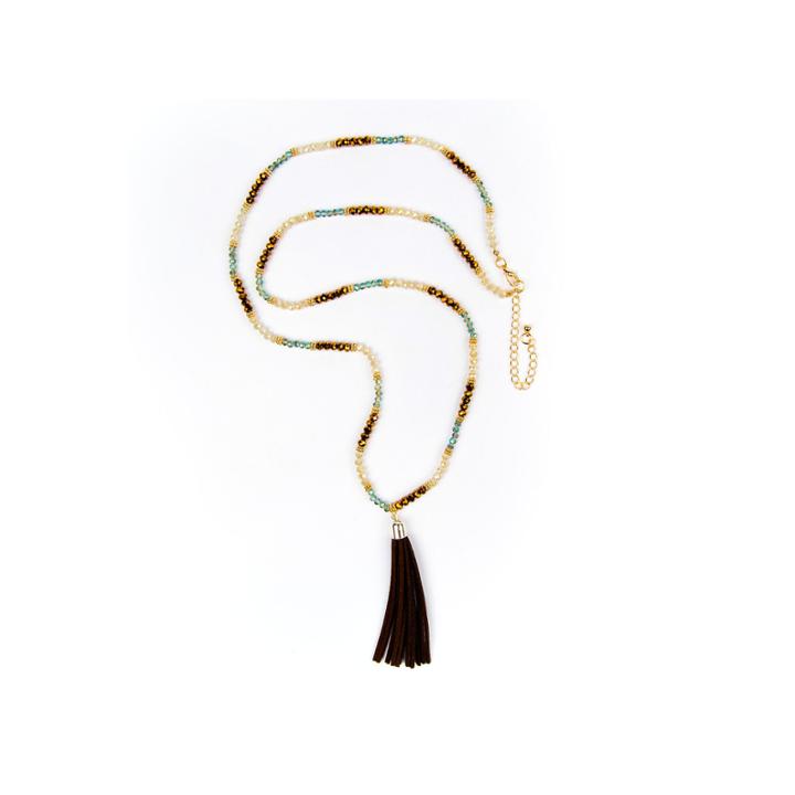 Arizona Beaded Gold-tone Pleather Necklace