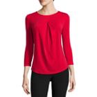 Liz Claiborne 3/4-sleeve Pleat-front Top
