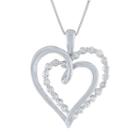 Womens 1/4 Ct. T.w. Genuine White Diamond 10k White Gold Heart Pendant Necklace