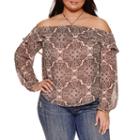 Belle + Sky Long Sleeve, Off-shoulder Blouse-plus