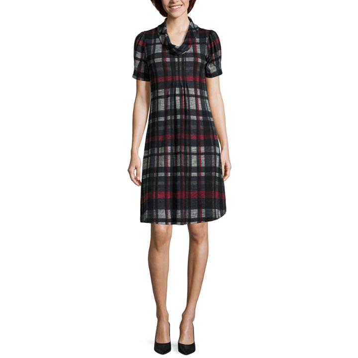Jessica Howard Short Sleeve Plaid Shift Dress