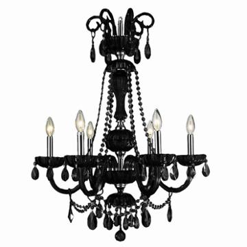 Carnivale Collection 6 Light Chrome Finish And Black Crystal Chandelier 25 D X 34 H Large