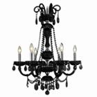 Carnivale Collection 6 Light Chrome Finish And Black Crystal Chandelier 25 D X 34 H Large