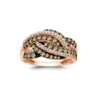 Limited Quantities 1 Ct. T.w. Champagne And White Diamond 14k Rose Gold Multi-row Ring