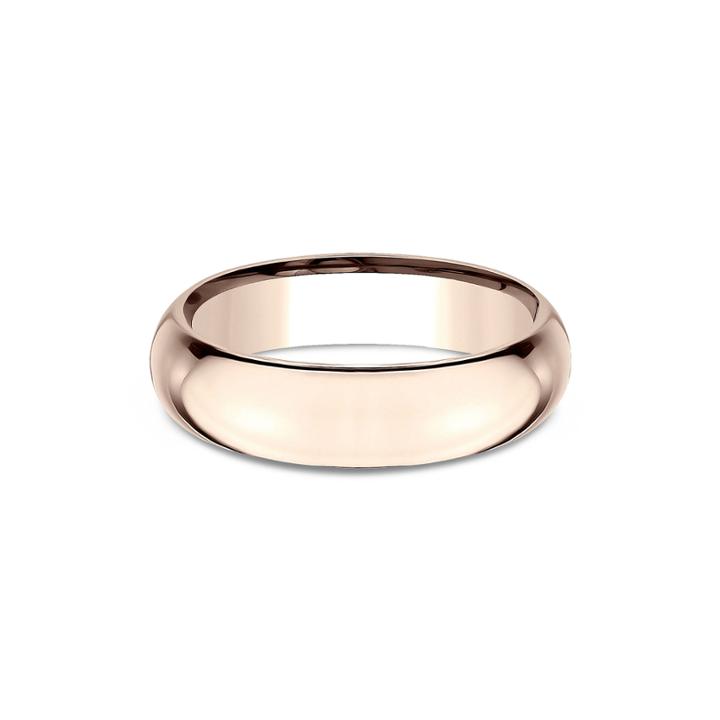 Mens 14k Rose Gold 6mm High Dome Comfort-fit Bnd