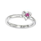 Personally Stackable Lab-created Ruby Sterling Silver Heart Ring
