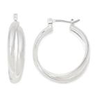 Sensitive Ears Silver-tone Twist Hoop Earrings