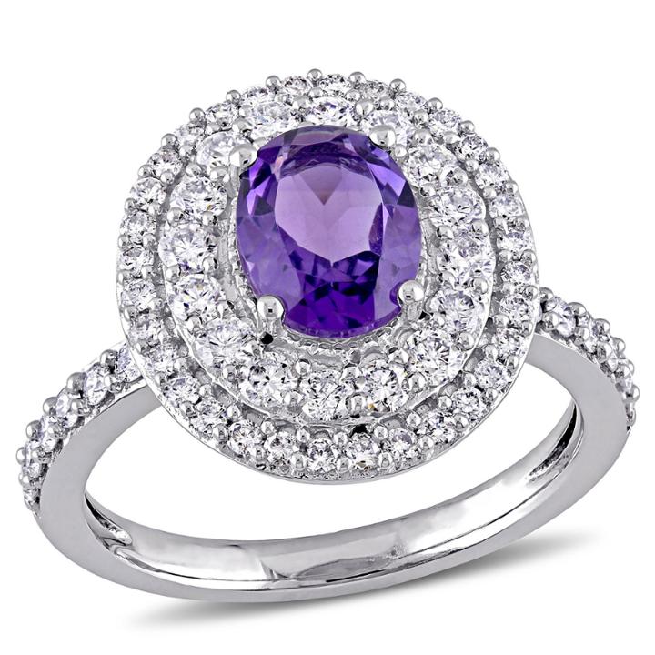Womens Purple Amethyst 14k Gold Engagement Ring