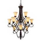 Torbellino 3-tier 12-light Chandelier In Cordobanbronze With Remolino Glass