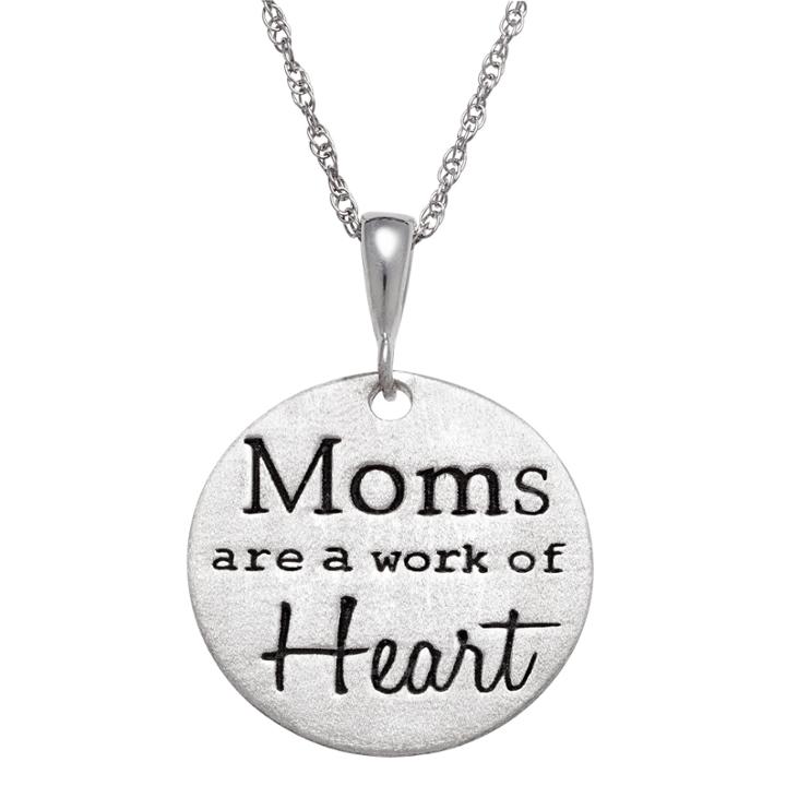 Personalized Sterling Silver Moms Are A Work Of Heart Engravable Circle Pendant Necklace