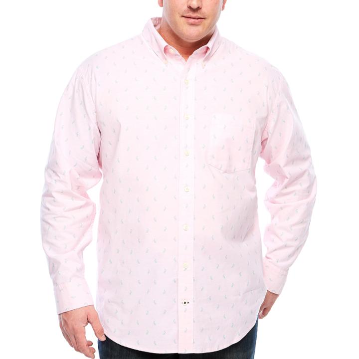 Izod Long Sleeve Animal Button-front Shirt-big And Tall