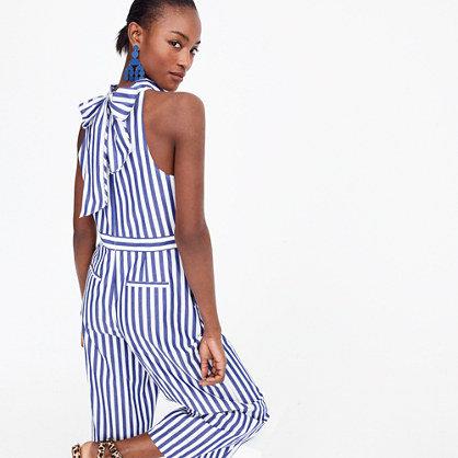J.Crew Petite striped halter jumpsuit
