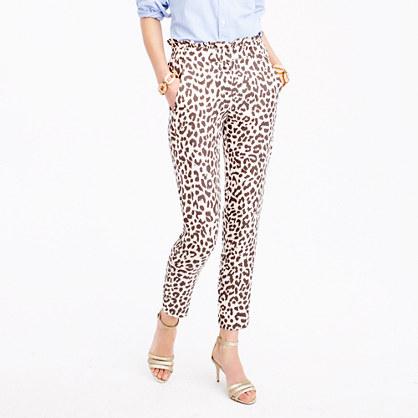 J.Crew Petiteruffle-waist linen pant in leopard print