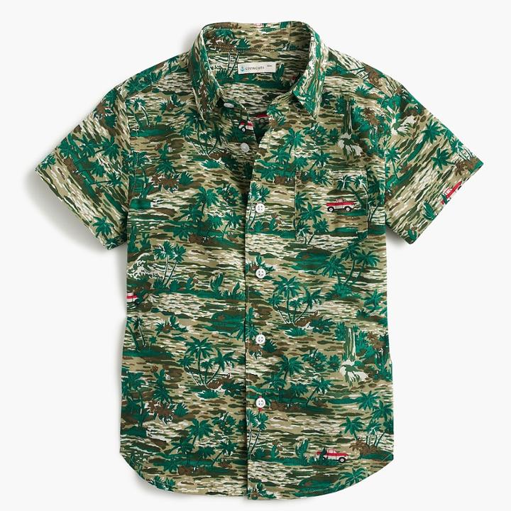 J.Crew Kids' short-sleeve Secret Wash shirt in oasis print