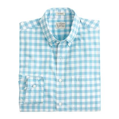 J.Crew Secret Wash shirt in light turquoise gingham