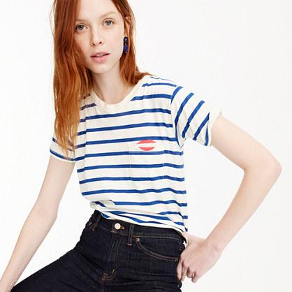 J.Crew Striped I beg your pardon pocket T-shirt