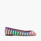 J.Crew Camille ballet flats in rainbow gingham print