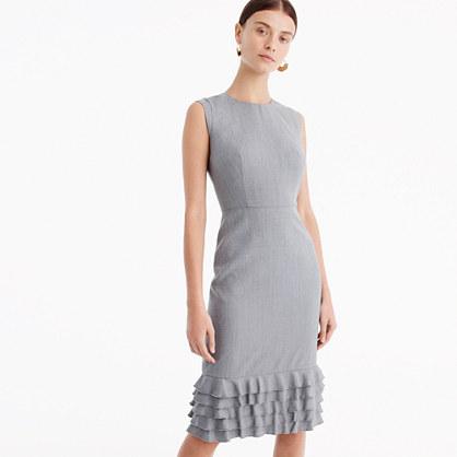 J.Crew Ruffle-hem sheath dress in Super 120s wool