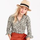 J.Crew Petite cotton-linen perfect shirt in leopard print