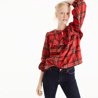 J.Crew Ruffle top in festive plaid