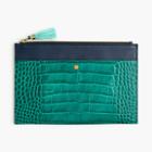 J.Crew Large pouch in stamped croc leather