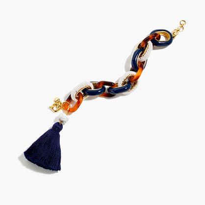 J.Crew Mixed-link tassel bracelet