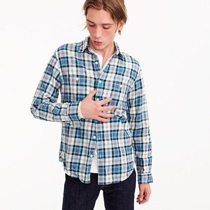 J.Crew Midweight flannel shirt in teal plaid
