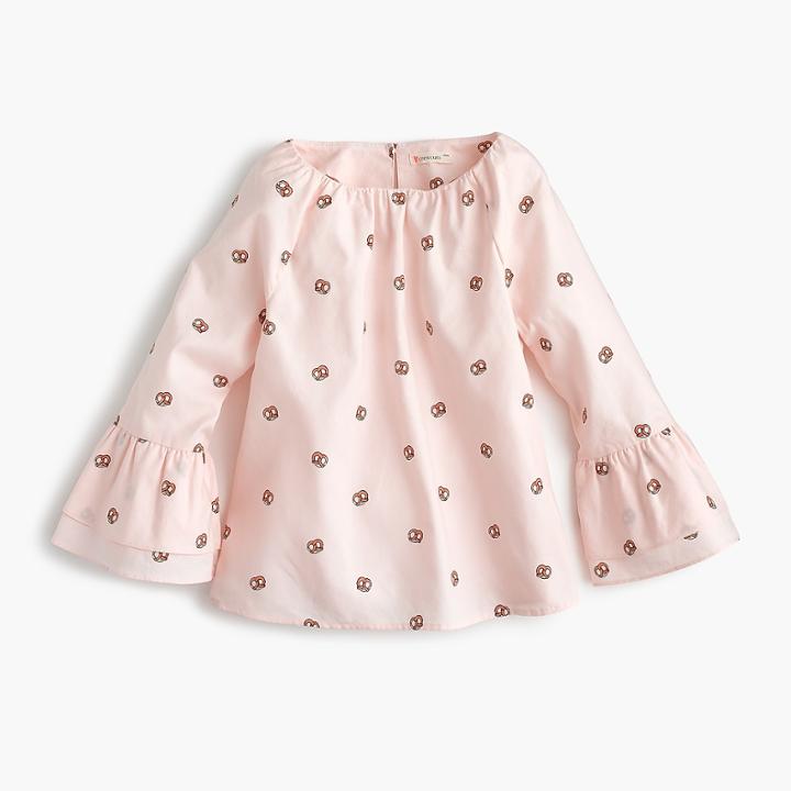 J.Crew Girls' flutter-sleeve top in pretzel print