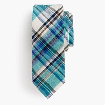 J.Crew Italian cotton-linen tie in red plaid