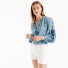 J.Crew Embroidered peasant top
