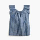 J.Crew Girls' flutter-sleeve top in chambray