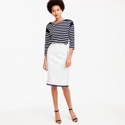 J.Crew Linen pencil skirt with rickrack trim