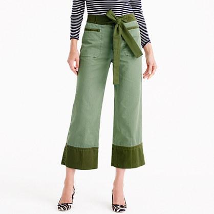 J.Crew Cropped two-tone chino pant with tie
