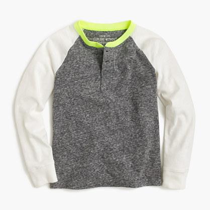 J.Crew Boys' long-sleeve baseball henley T-shirt in the softest jersey