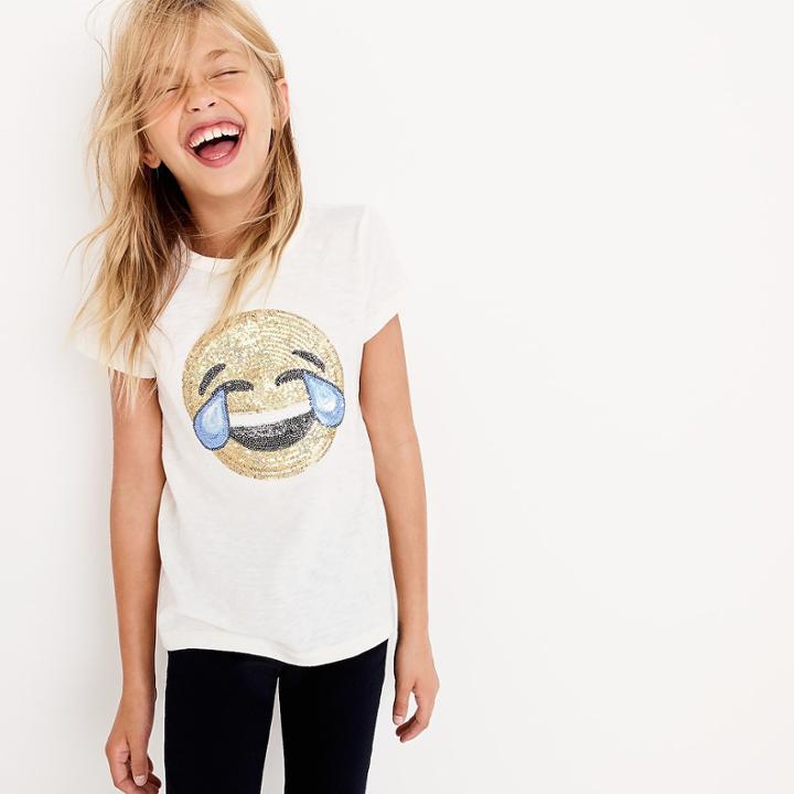 J.Crew Girls' laughing emoji T-shirt