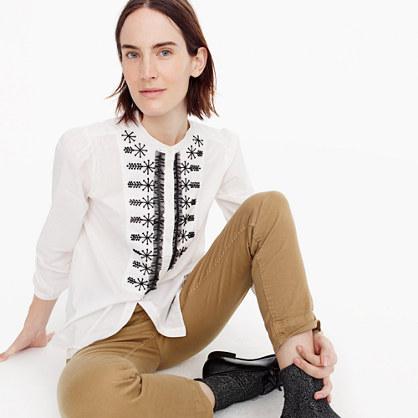 J.Crew Embellished button-up shirt in white poplin