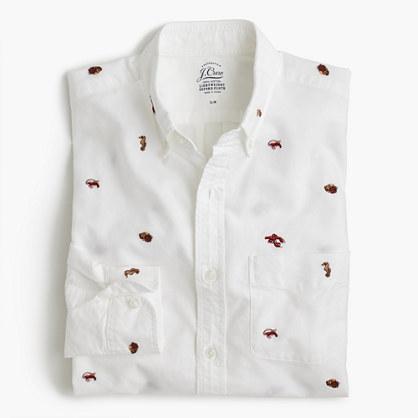 J.Crew Slim lightweight oxford shirt with embroidered sea life