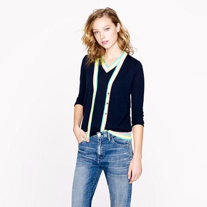 J.Crew Lightweight merino cardigan with neon trim