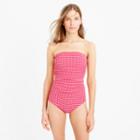 J.Crew D-cup ruched bandeau one-piece swimsuit in gingham seersucker