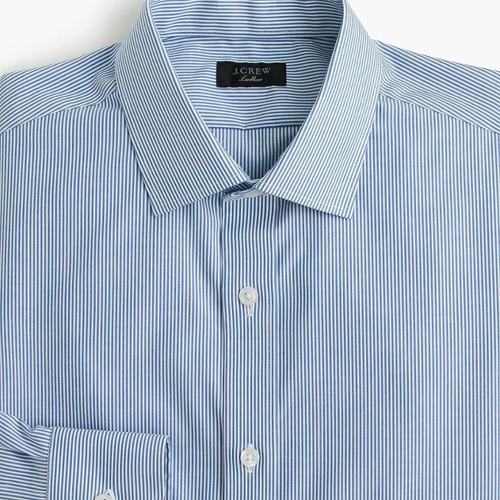 J.Crew Ludlow stretch two-ply easy-care cotton dress shirt in blue microstripe