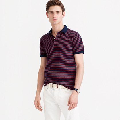J.Crew Textured cotton polo shirt in navy stripe