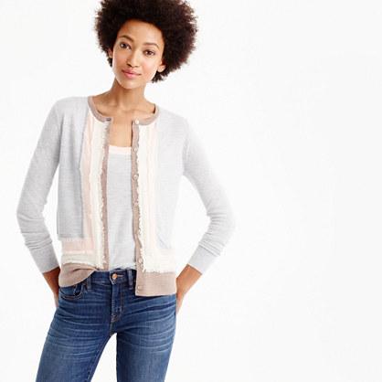 J.Crew Italian featherweight cashmere fringe cardigan sweater