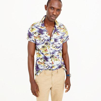 J.Crew Short-sleeve camp-collar shirt in wave print