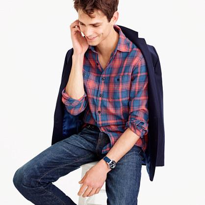 J.Crew Midweight flannel shirt in red and blue plaid