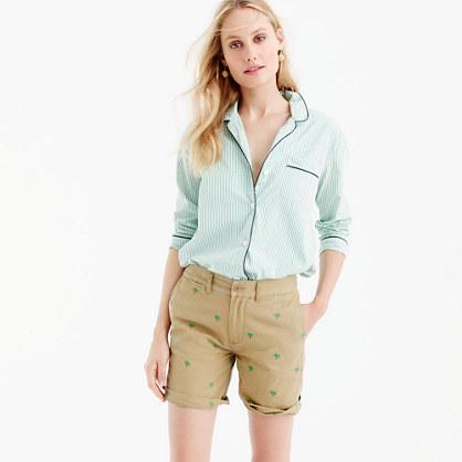 J.Crew Boyfriend chino short with embroidered palm trees
